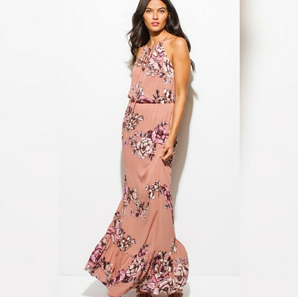 ❤️LAST ONE❤️ 🌿DUSTY HALTER MAXI DRESS🌿 - Picture 2 of 8